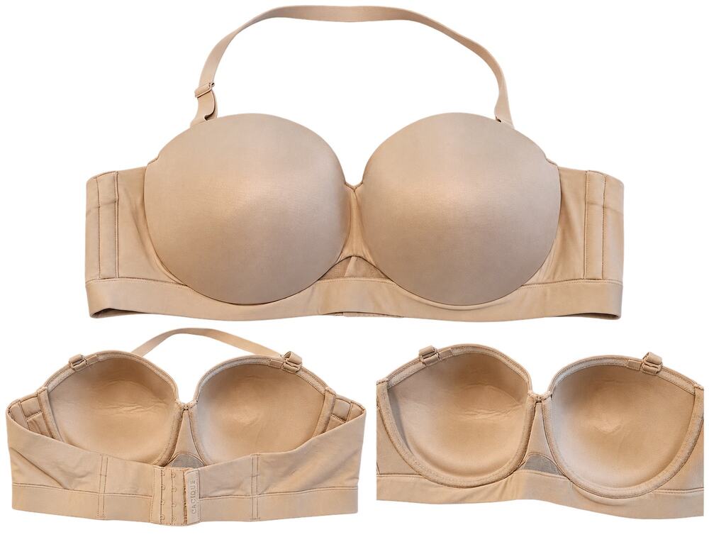 Cacique Comfort Bliss Strapless Bra 44C Nude Beige Underwire Convertible